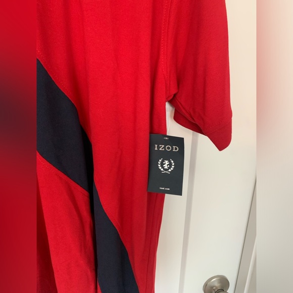 IZOD Red Navy Polo shirt men size Large - Picture 3 of 4